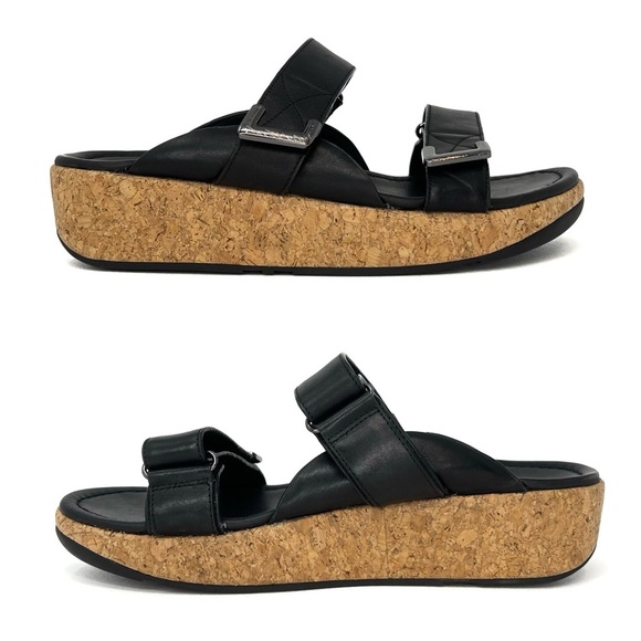 FitFlop Remi Two Strap Slide Sandals Black Size 11 Platform Flatform Fit Flop - Picture 3 of 15